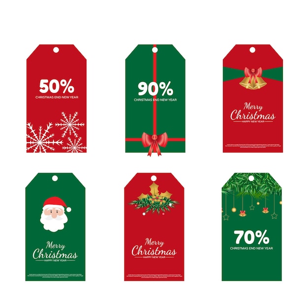 label card set illustration design for christmas and new year special products and discounts