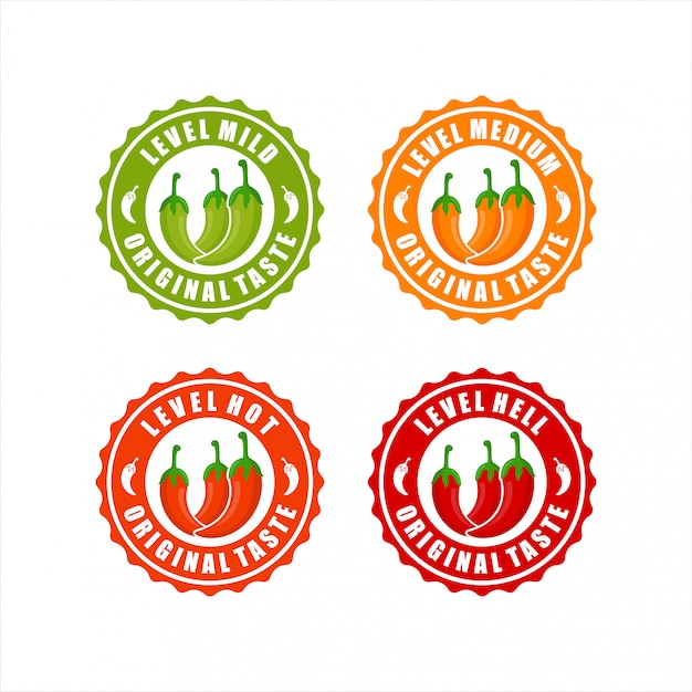 Vector label chili peppers level design logo collection