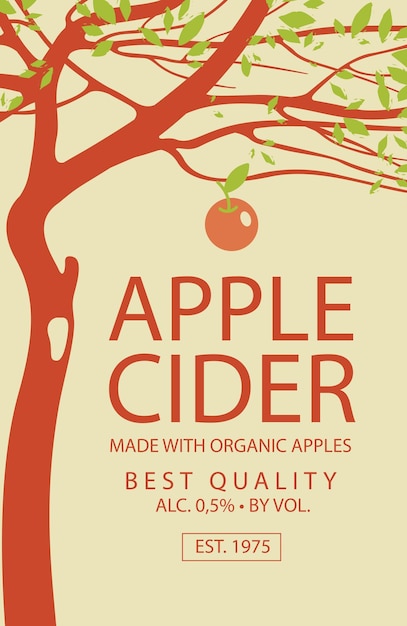 Vector label for cider with apple tree