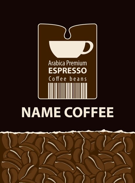 Vector label for coffee beans pack