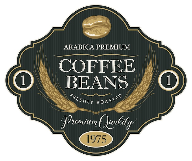Vector label for coffee beans packaging