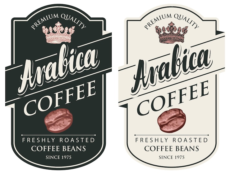 Vector label for coffee beans