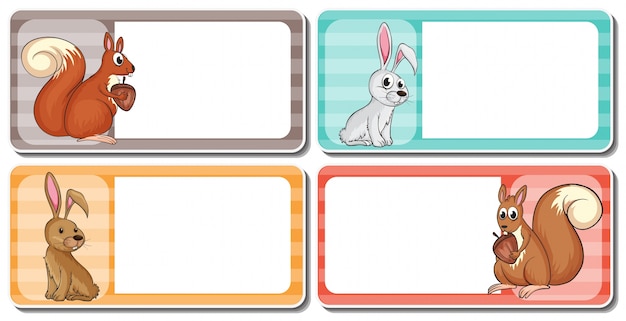 Vector label design with cute animals