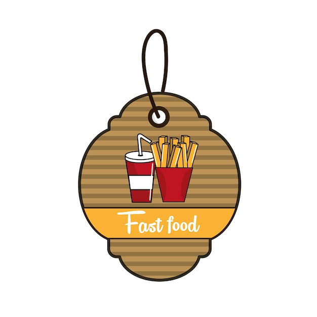 label fast food french fries and soda icon