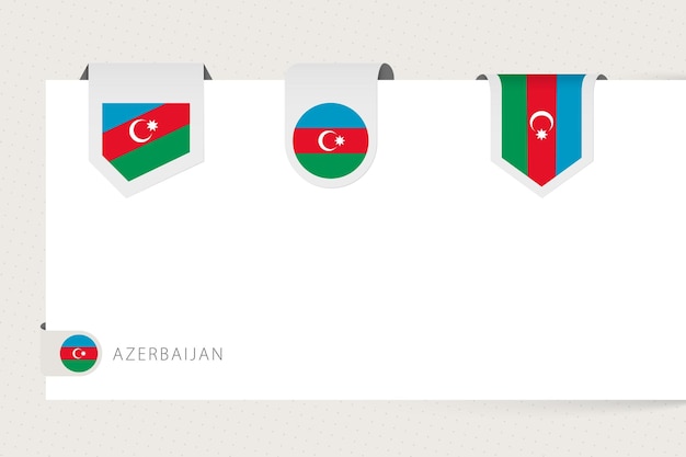 Label flag collection of Azerbaijan in different shape Ribbon flag template of Azerbaijan