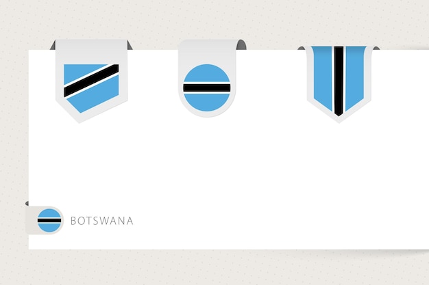 Label flag collection of Botswana in different shape Ribbon flag template of Botswana