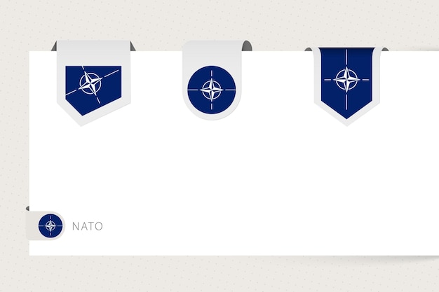 Label flag collection of Nato in different shape Ribbon flag template of Nato