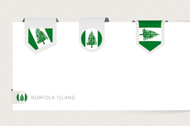 Label flag collection of Norfolk Island in different shape Ribbon flag template of Norfolk Island