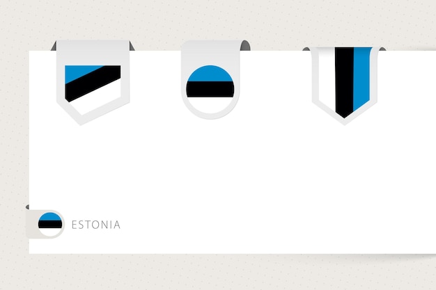 Коллекция этикеток флага эстонии в различной форме шаблон ленточного флага эстонии