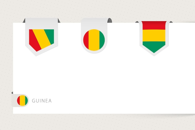 다른 모양에 기니의 레이블 플래그 컬렉션 기니의 리본 플래그 템플릿
