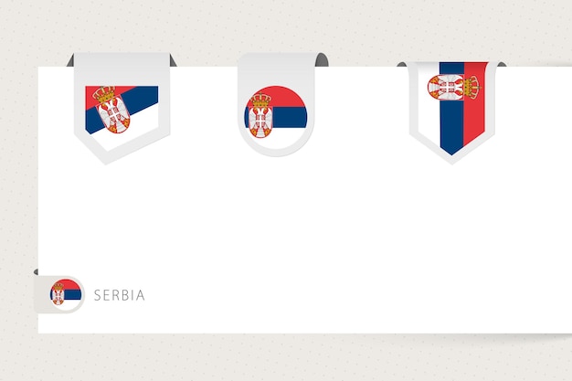 Label flag collection of Serbia in different shape Ribbon flag template of Serbia