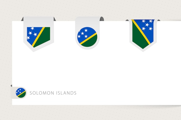 Label flag collection of Solomon Islands in different shape Ribbon flag template of Solomon Islands