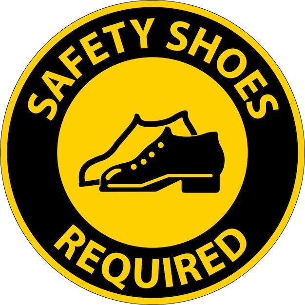 label floor sign safety shoes required