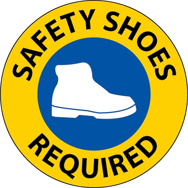 label floor sign safety shoes required