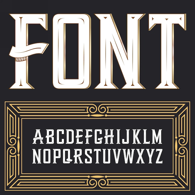 Vector label font with ornament