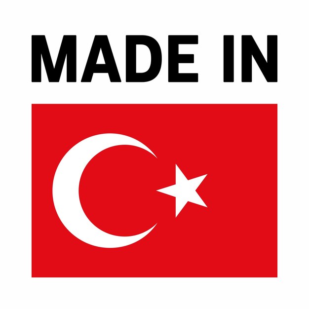 Label gemaakt in Turkije Productembleem van het pictogram van de Republiek Turkije