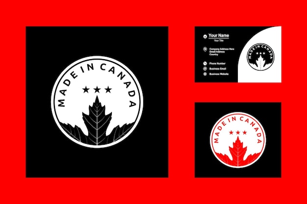 Vettore logo, timbro e emblema per i prodotti fabbricati in canada