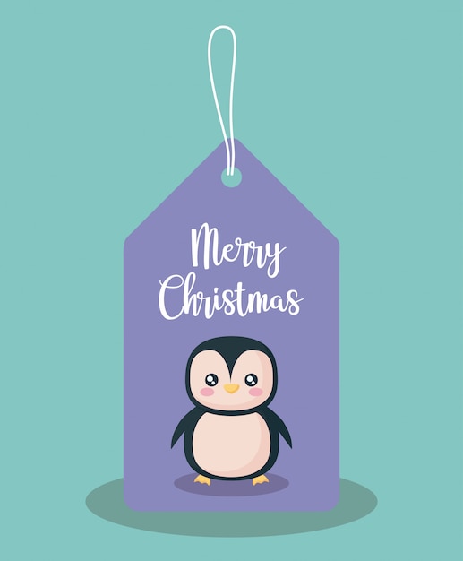 Label met pinguïn van Kerstmis