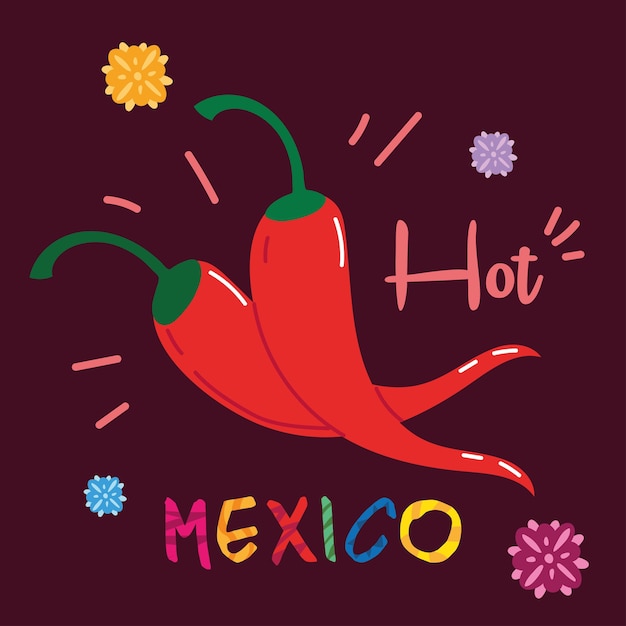 Vector label mexico with peppers mexican, poster design