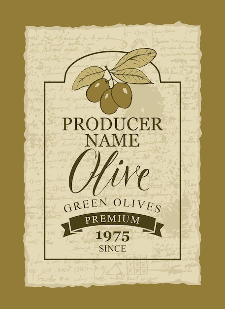 Vector label for olive oil in retro style