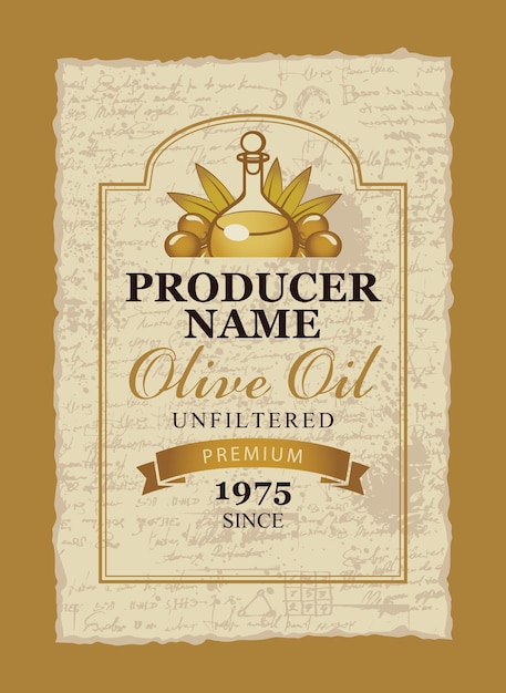 Vector label for olive oil