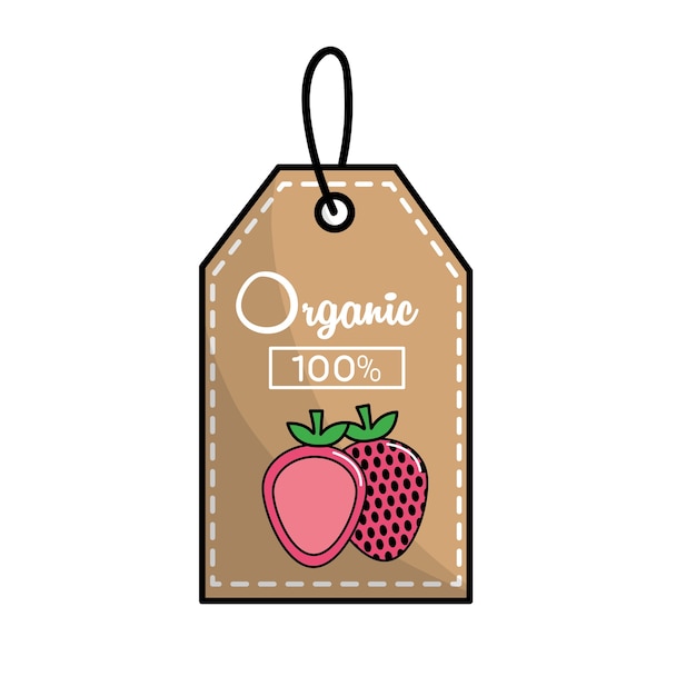 Label organic delicious strawberry icon