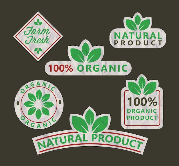 Etichetta del prodotto biologico con texture di carta
