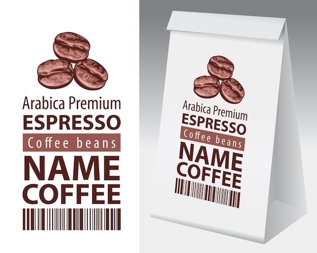 label and paper package for coffee beans