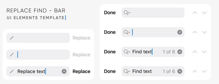 Vector label set for ui template including menu item replace type find none closed user interface
