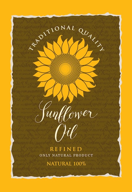 Vector label for sunflower oil