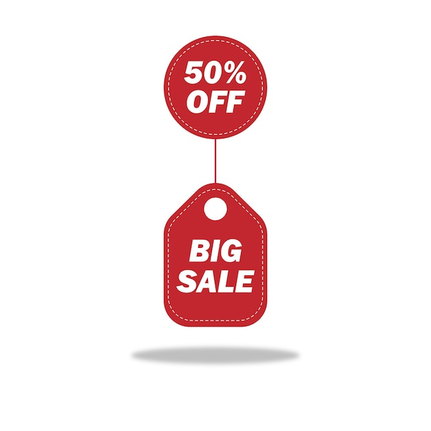 label tag poster big sale red 50 percent off