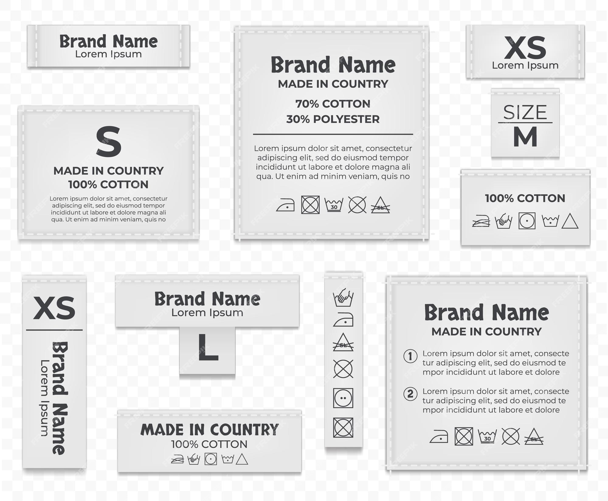 Premium Vector | Label tag wash instruction cloth care fabric cotton ...