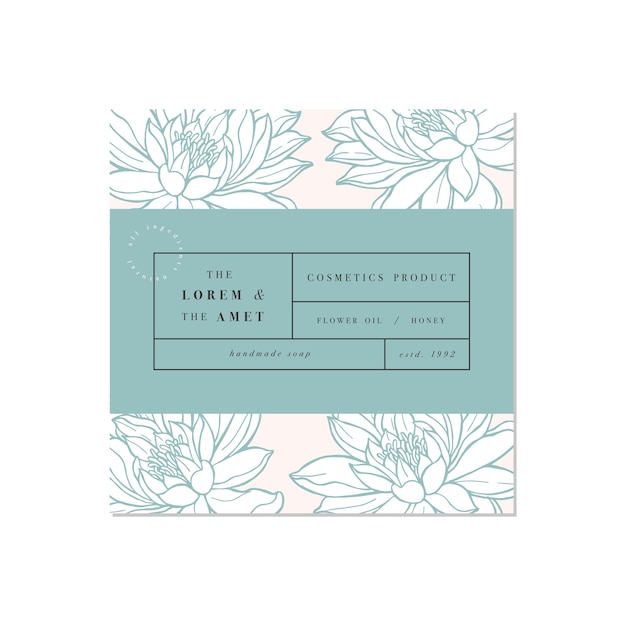 Vector label template design. lotus flowers.