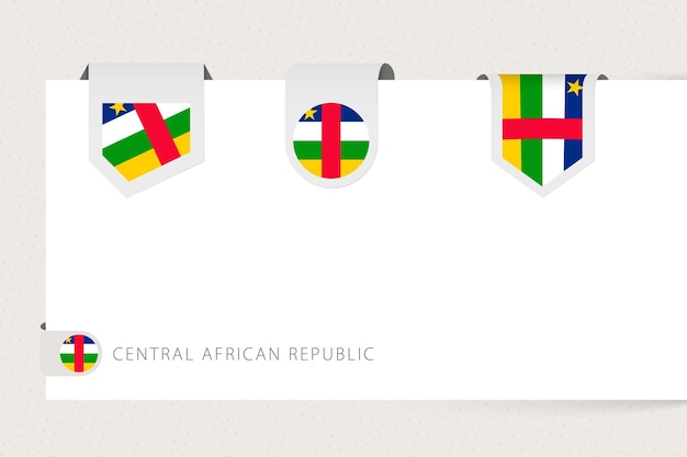 Label vlag collectie van centraal-afrikaanse republiek in verschillende vorm lint vlag sjabloon van car