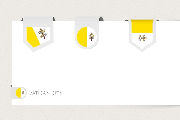 Label vlag collectie van Vaticaanstad in verschillende vorm Lint vlag sjabloon van Vaticaanstad