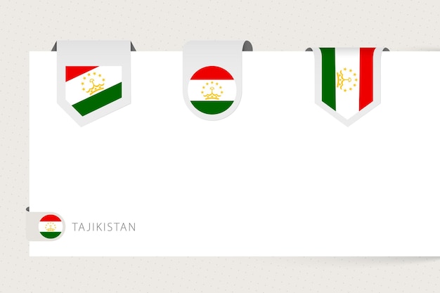 Label vlagcollectie van tadzjikistan in verschillende vormen lintvlagsjabloon van tadzjikistan