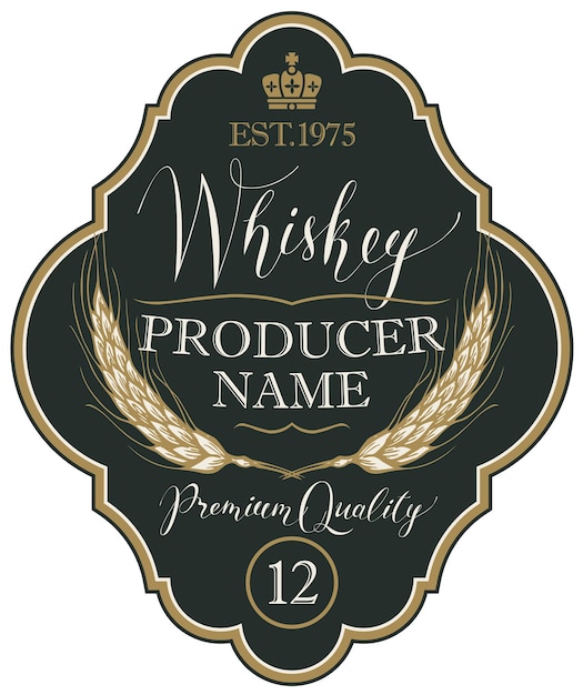 Vector label for whiskey bottle
