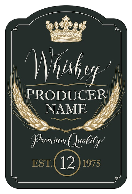 Vector label for whiskey bottle