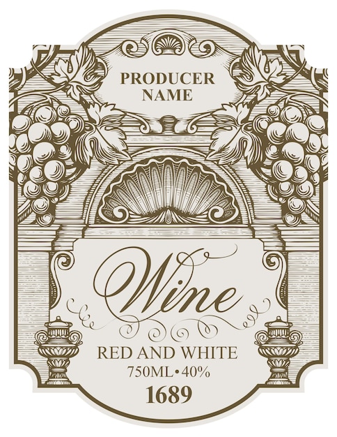 Vector label for wine bottle