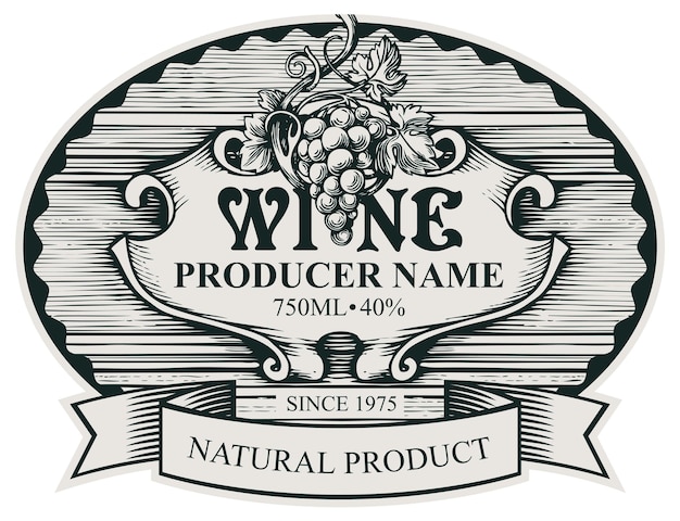 Vector label for wine bottle