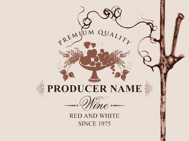 Vector label for wine bottle