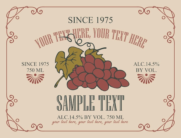 Vector label for wine bottle