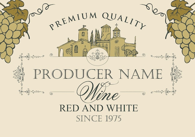 Vector label for wine bottle