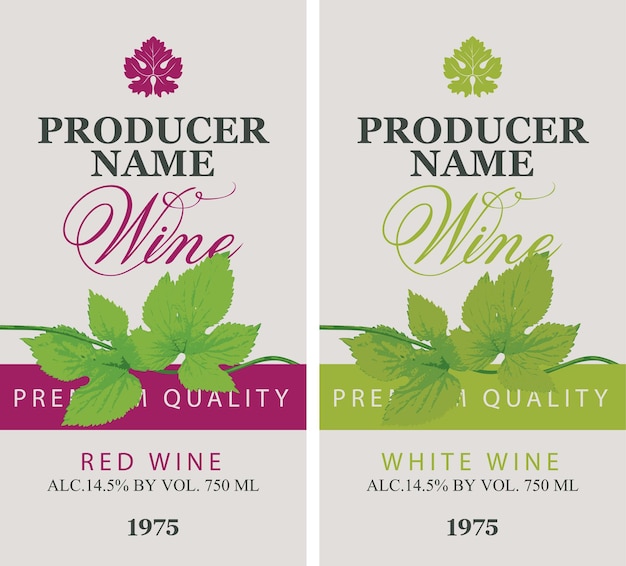 Labels for bottles of wine