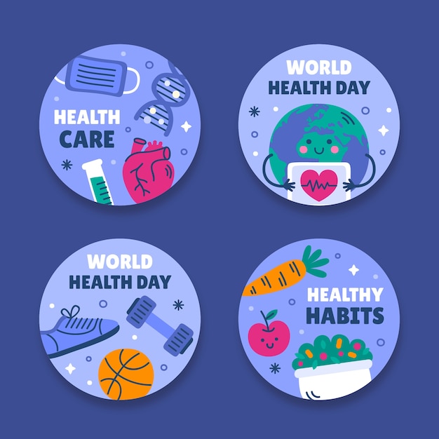 Labels collection for world health day celebration