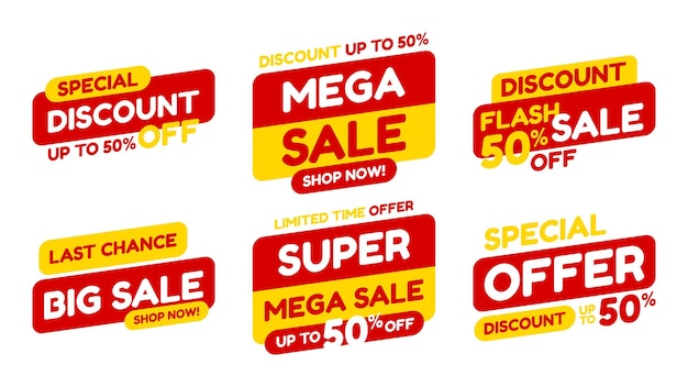 Labels instellen met inscriptie Sale Ad Promo EPS Vector