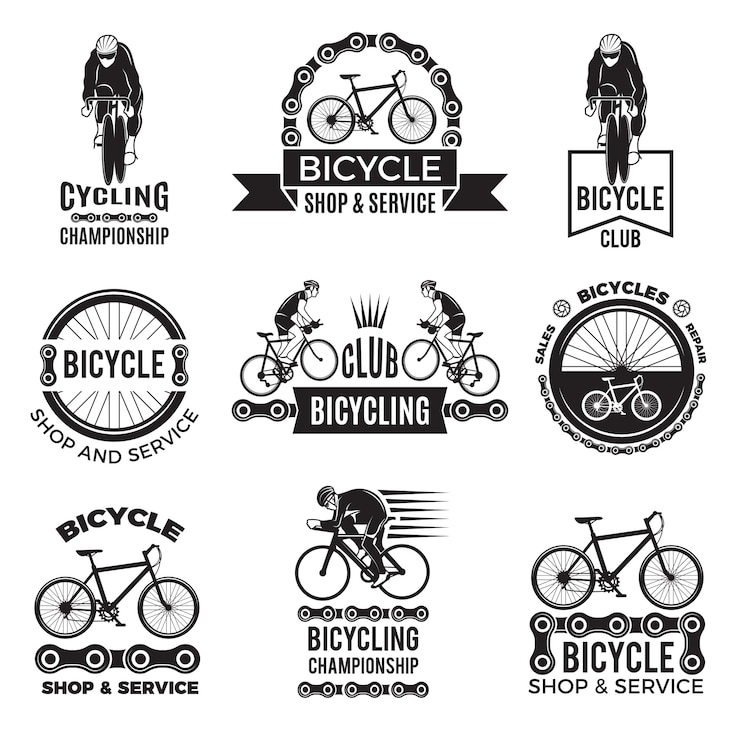 Вектор набор наклеек для велосипедного клуба. velo sport дизайн логотипов