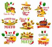 Vector labels set for cinco de mayo