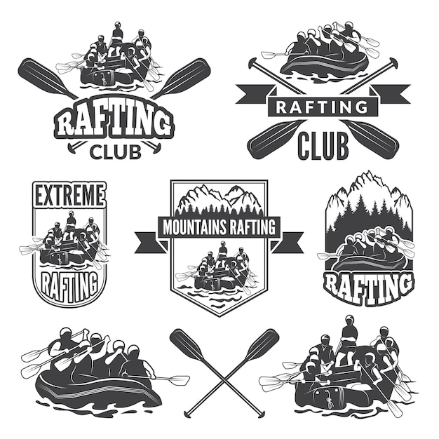 Labels for sport club of extreme dangerous water sport.