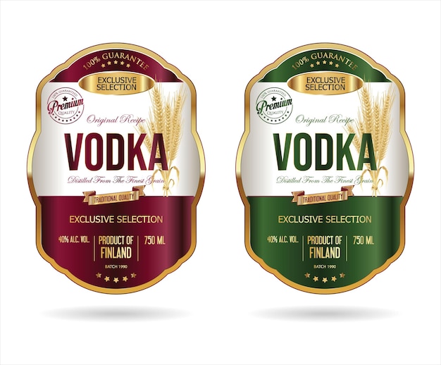 Labels for vodka with wheat vector stock illustration